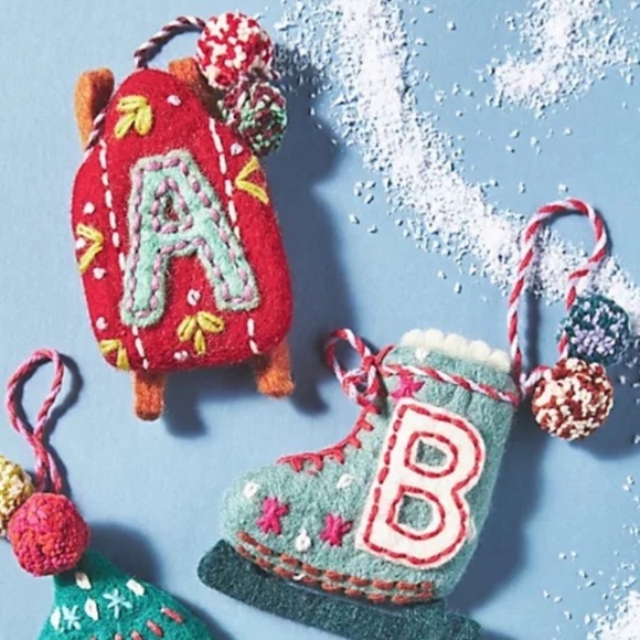 Anthropologie Snow Day Monogram Christmas Tree Ornament Letter C - Picture 4 of 5